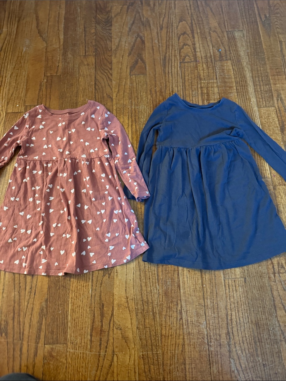 Old Navy Girls' Long Sleeve Heart Print Dress - Rose Pink and Navy